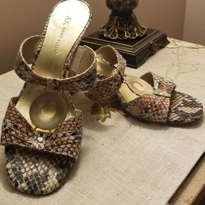 Multi colored slip on heels